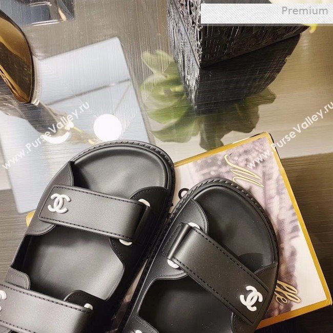 Chanel Strap Flat Sandals Black/White 2020 (MD-0011616)