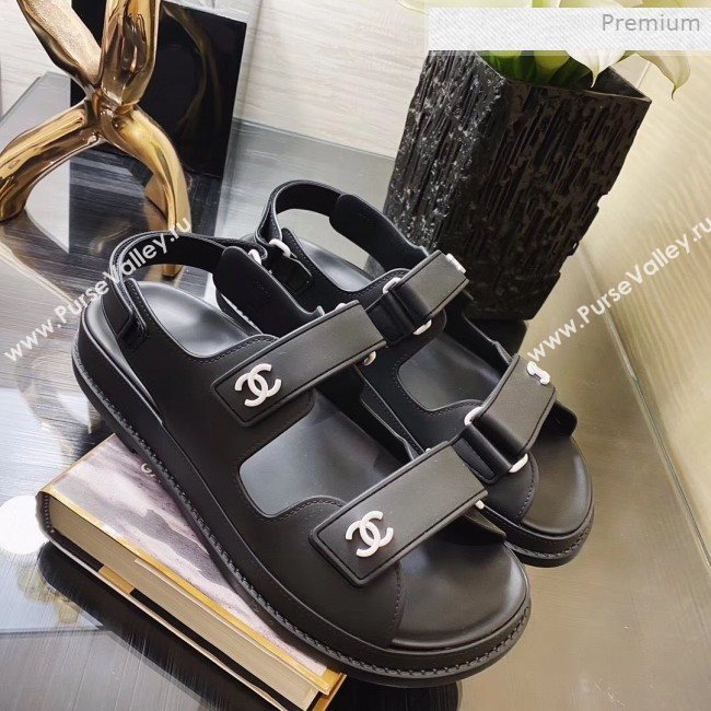 Chanel Strap Flat Sandals Black/White 2020 (MD-0011616)