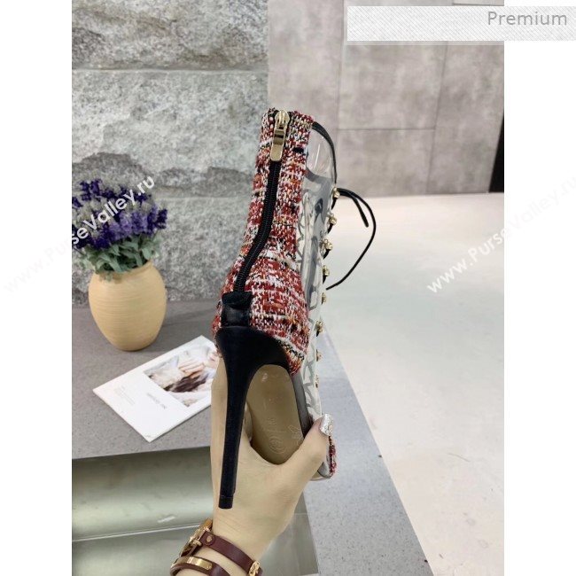 Chanel Tweed Transparent Lace-up High-Heel Short Boots Red 2019 (MD-0011619)