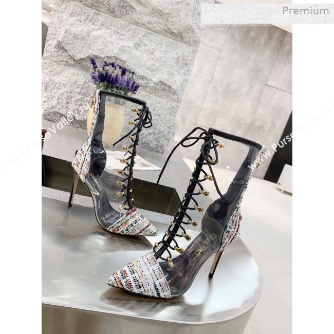 Chanel Tweed Transparent Lace-up High-Heel Short Boots Multicolor 2019 (MD-0011620)