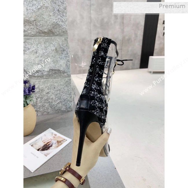 Chanel Tweed Transparent Lace-up High-Heel Short Boots Black 2019 (MD-0011622)