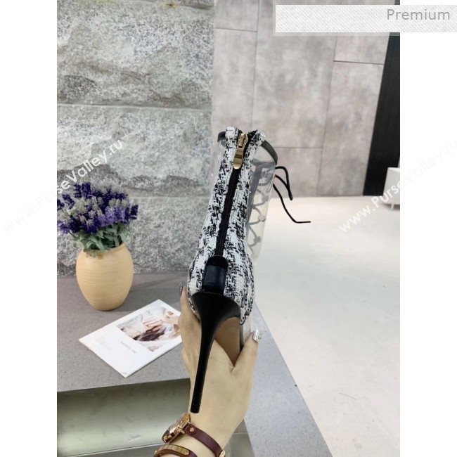 Chanel Tweed Transparent Lace-up High-Heel Short Boots White 2019 (MD-0011621)