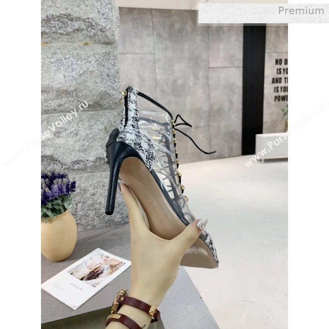 Chanel Tweed Transparent Lace-up High-Heel Short Boots White 2019 (MD-0011621)
