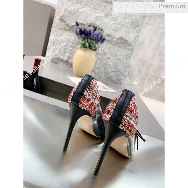 Chanel Tweed Transparent Lace-up High-Heel Pumps Red 2019 (MD-0011623)