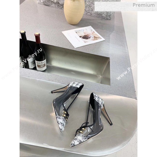 Chanel Tweed Transparent Lace-up High-Heel Pumps White 2019 (MD-0011625)