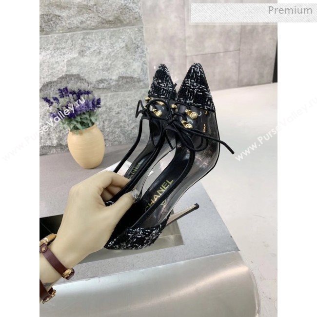 Chanel Tweed Transparent Lace-up High-Heel Pumps Black 2019 (MD-0011626)