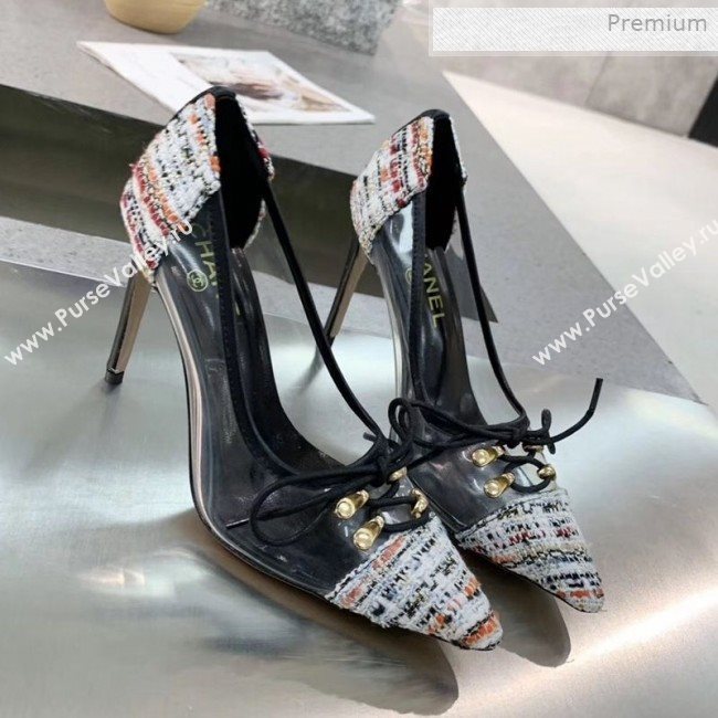 Chanel Tweed Transparent Lace-up High-Heel Pumps Multicolor 2019 (MD-0011624)