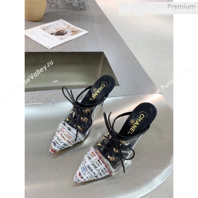 Chanel Tweed Transparent Lace-up High-Heel Mules Multicolor 2019 (MD-0011628)