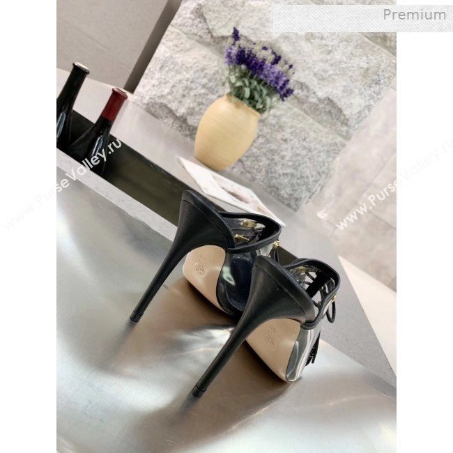 Chanel Tweed Transparent Lace-up High-Heel Mules Black 2019 (MD-0011630)