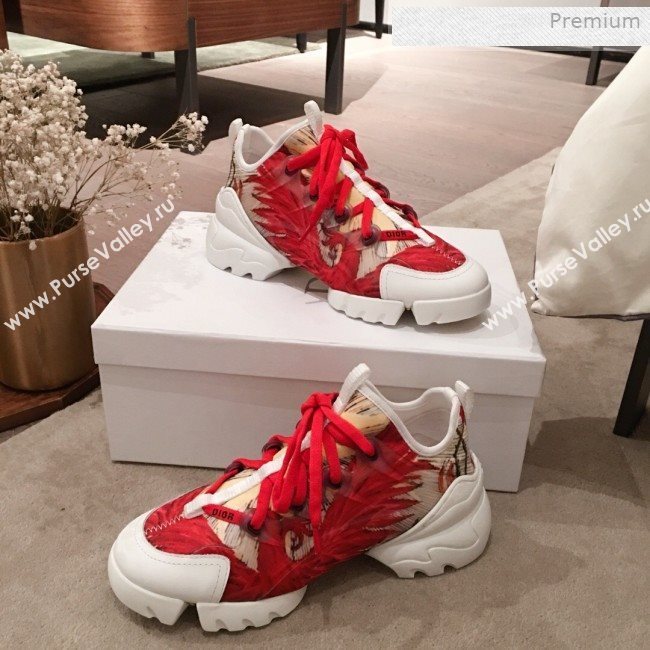Dior D-Connect Phoenix Low-top Sneakers Red/Beige 2019 (KL-0011636)