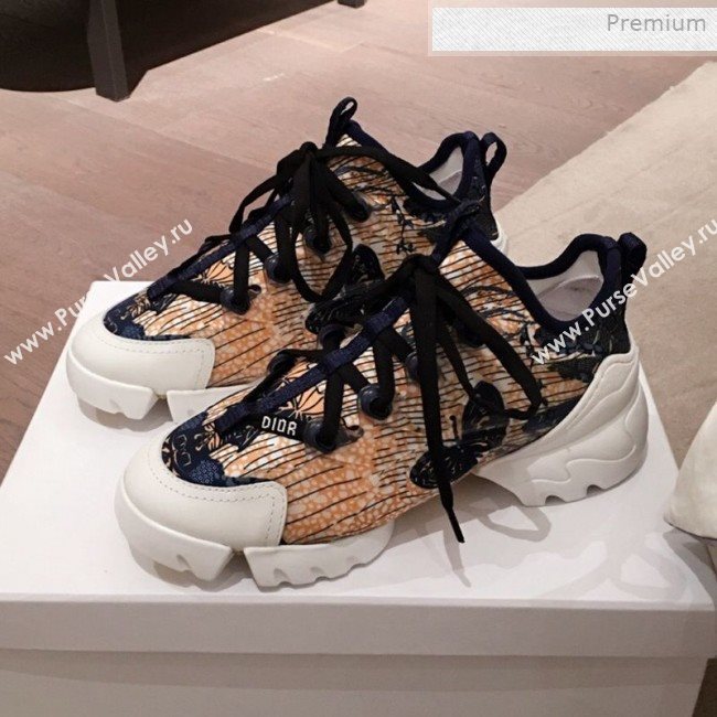 Dior D-Connect Butterfly Neoprene Low-top Sneakers Beige 2019 (KL-0011640)