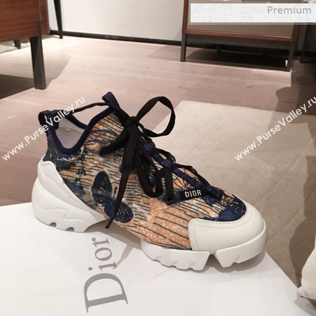 Dior D-Connect Butterfly Neoprene Low-top Sneakers Beige 2019 (KL-0011640)