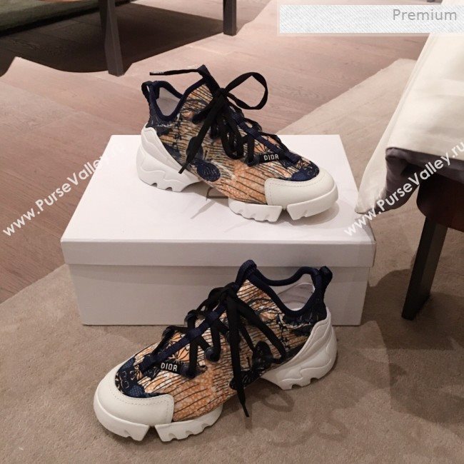 Dior D-Connect Butterfly Neoprene Low-top Sneakers Beige 2019 (KL-0011640)