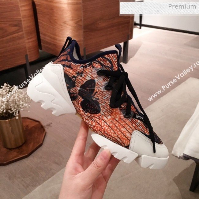 Dior D-Connect Butterfly Neoprene Low-top Sneakers Orange 2019 (KL-0011641)