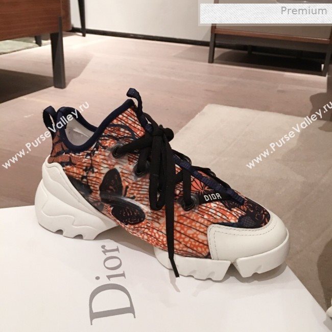 Dior D-Connect Butterfly Neoprene Low-top Sneakers Orange 2019 (KL-0011641)