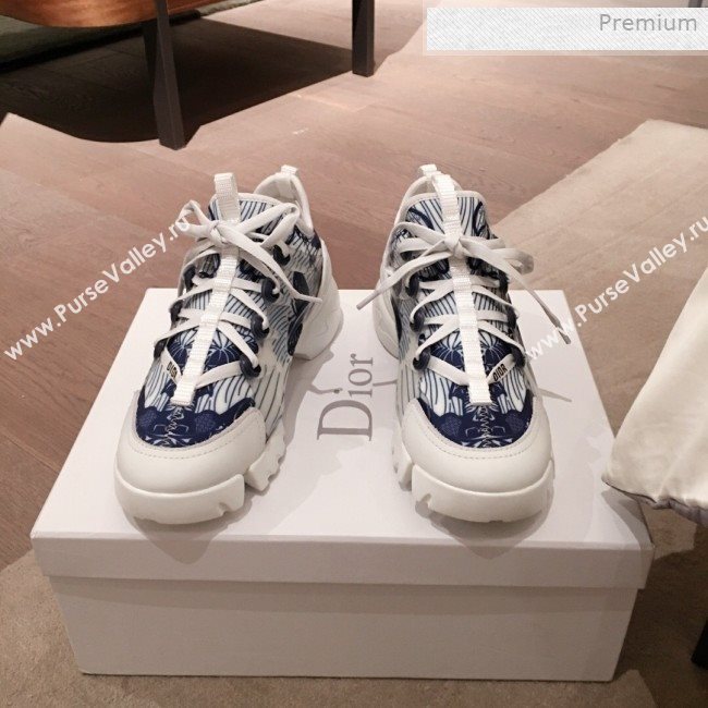 Dior D-Connect Butterfly Neoprene Low-top Sneakers Navy Blue 2019 (KL-0011639)