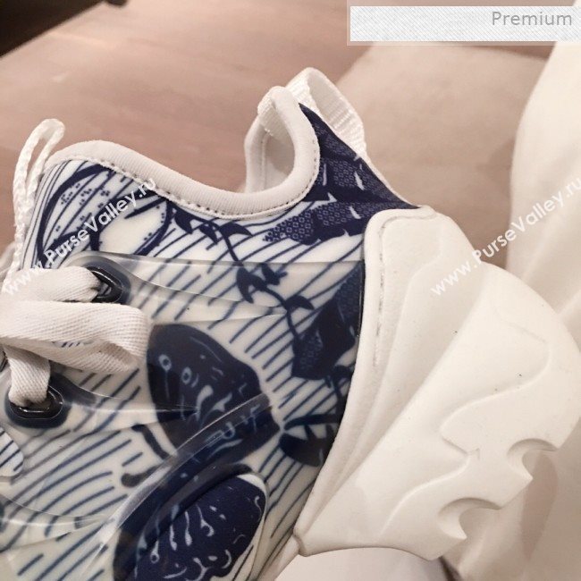 Dior D-Connect Butterfly Neoprene Low-top Sneakers Navy Blue 2019 (KL-0011639)