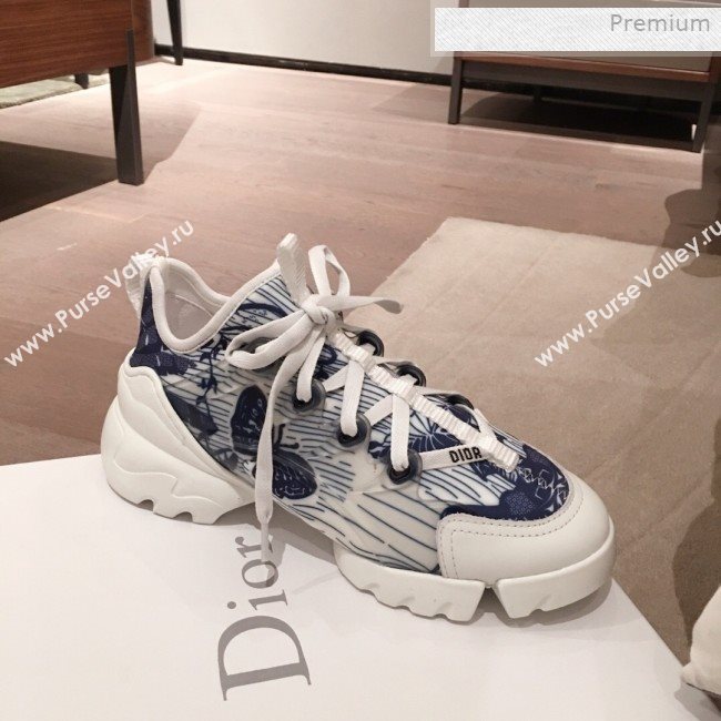 Dior D-Connect Butterfly Neoprene Low-top Sneakers Navy Blue 2019 (KL-0011639)