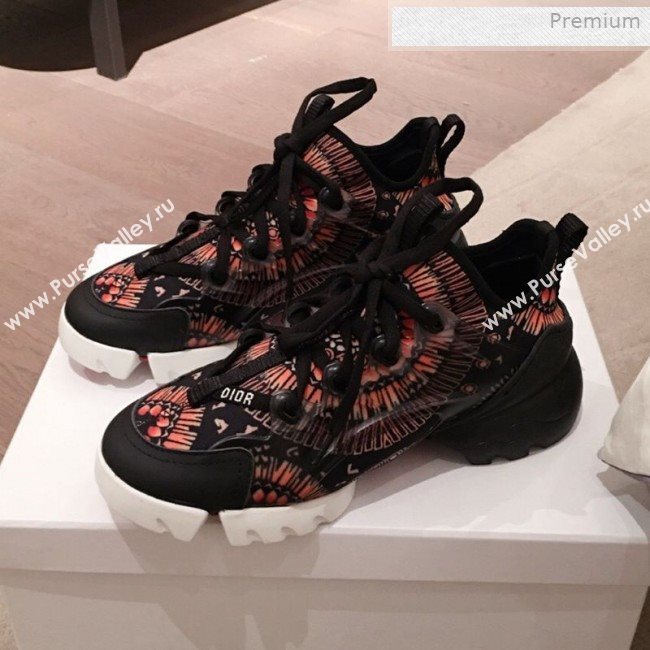 Dior D-Connect Fireworks Neoprene Low-top Sneakers Black/Orange 2019 (KL-0011643)