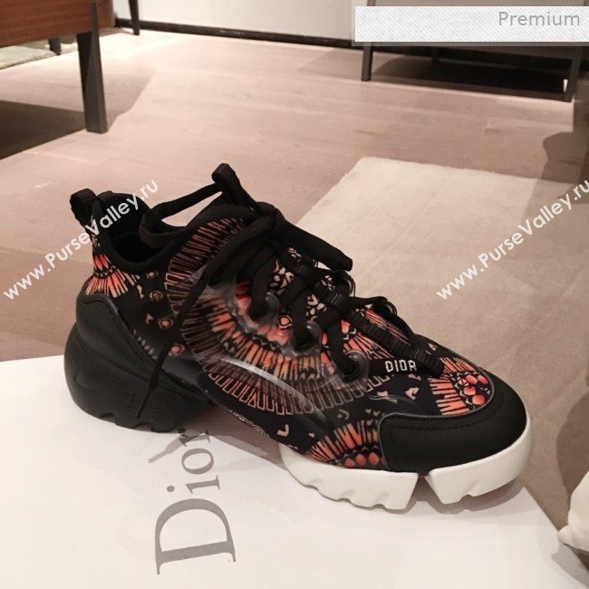 Dior D-Connect Fireworks Neoprene Low-top Sneakers Black/Orange 2019 (KL-0011643)