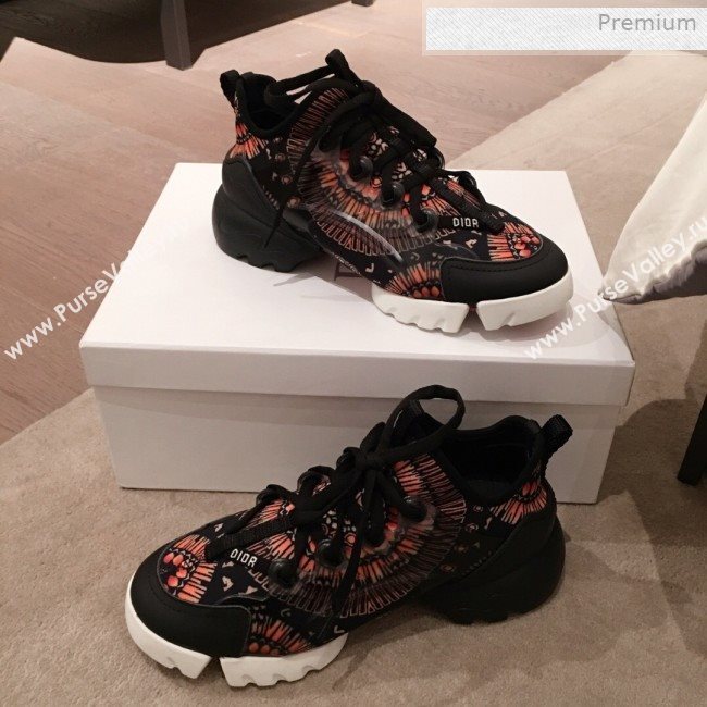 Dior D-Connect Fireworks Neoprene Low-top Sneakers Black/Orange 2019 (KL-0011643)