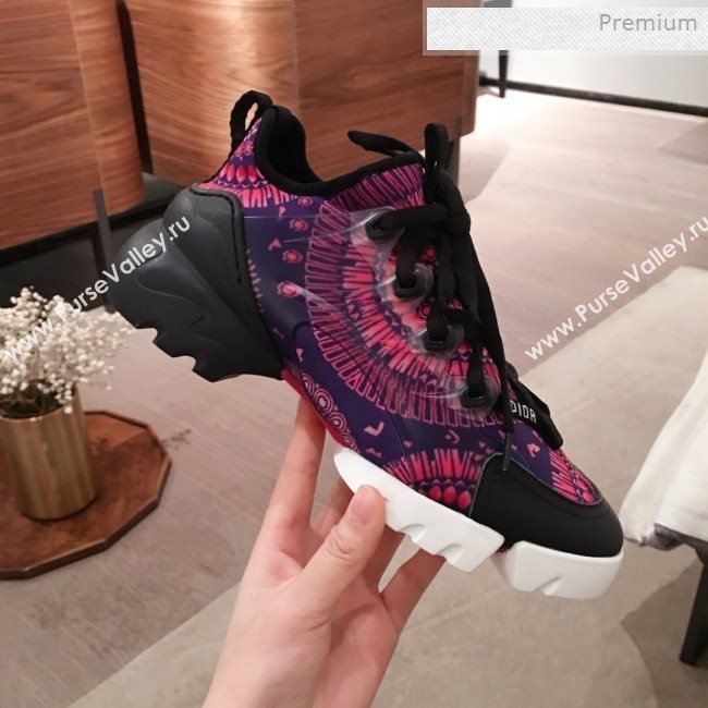 Dior D-Connect Fireworks Neoprene Low-top Sneakers Fuchsia/Deep Blue 2019 (KL-0011642)