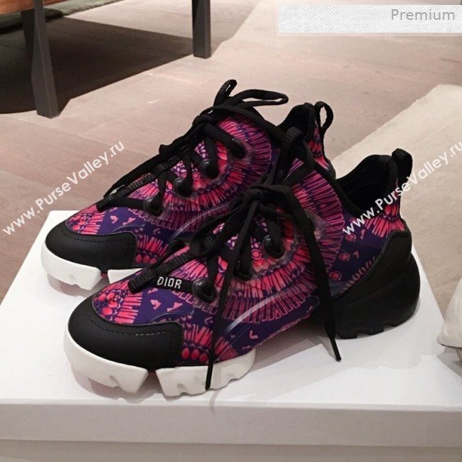 Dior D-Connect Fireworks Neoprene Low-top Sneakers Fuchsia/Deep Blue 2019 (KL-0011642)