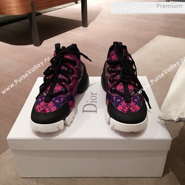 Dior D-Connect Fireworks Neoprene Low-top Sneakers Fuchsia/Deep Blue 2019 (KL-0011642)