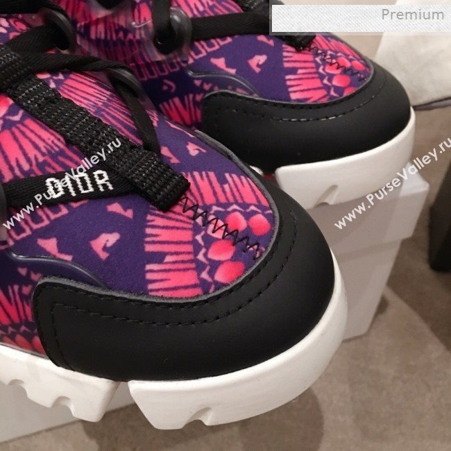 Dior D-Connect Fireworks Neoprene Low-top Sneakers Fuchsia/Deep Blue 2019 (KL-0011642)