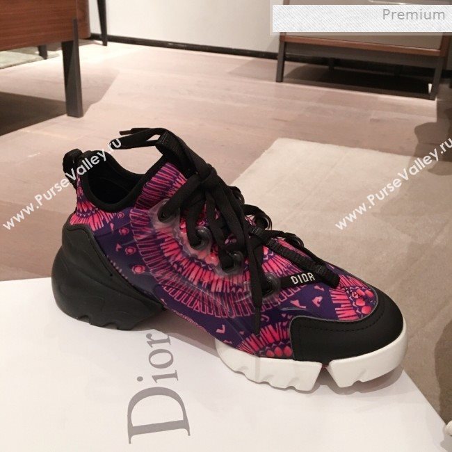 Dior D-Connect Fireworks Neoprene Low-top Sneakers Fuchsia/Deep Blue 2019 (KL-0011642)