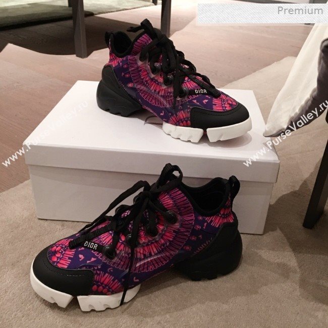Dior D-Connect Fireworks Neoprene Low-top Sneakers Fuchsia/Deep Blue 2019 (KL-0011642)