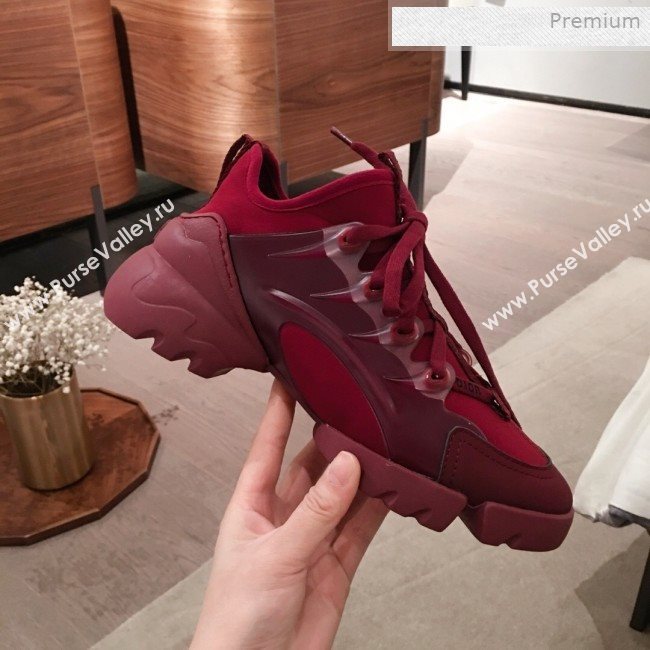 Dior D-Connect Neoprene Low-top Sneakers Burgundy 2019 (KL-0011646)