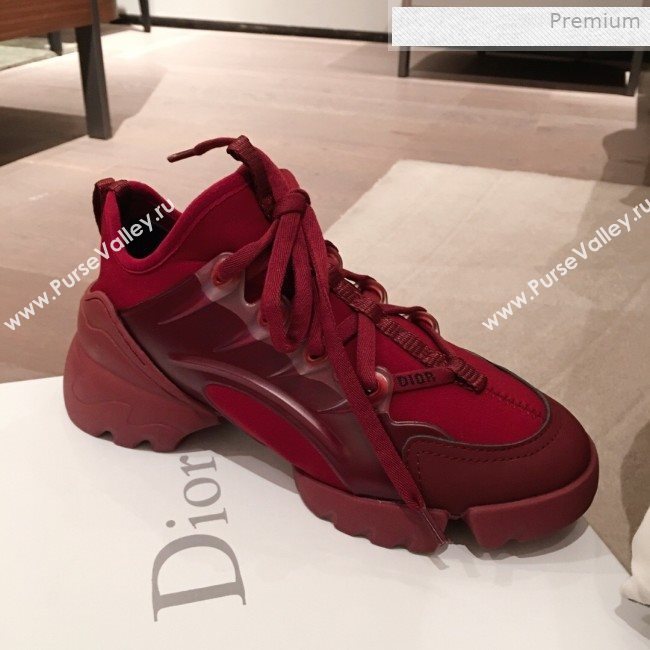 Dior D-Connect Neoprene Low-top Sneakers Burgundy 2019 (KL-0011646)