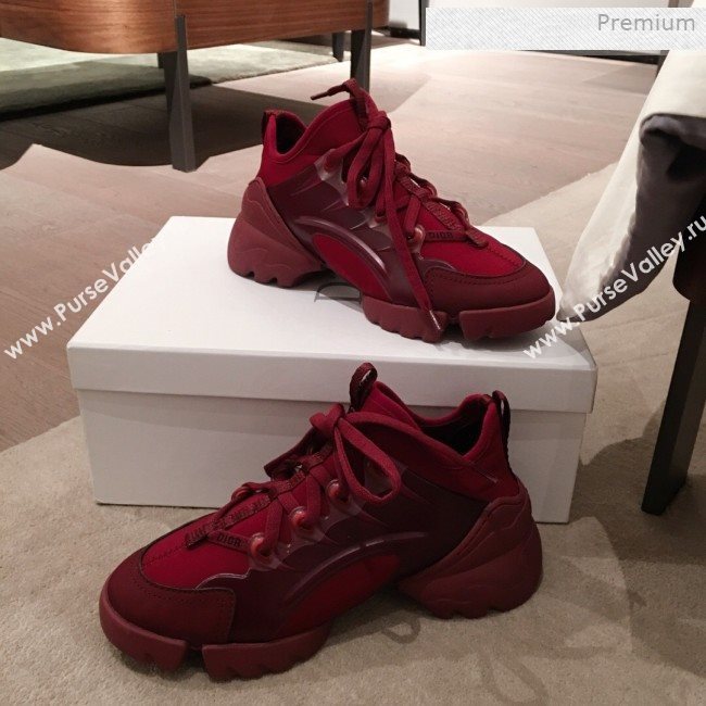 Dior D-Connect Neoprene Low-top Sneakers Burgundy 2019 (KL-0011646)