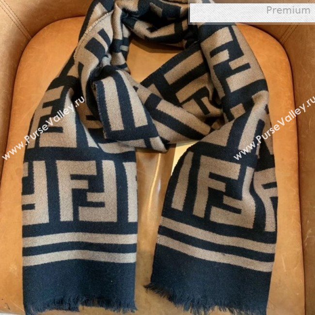 Fendi FF Cashmere Scarf 38x190 Coffee/Black 2019 (WNS-0011650)