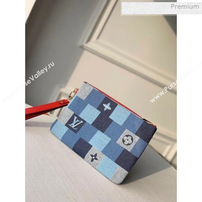 Louis Vuitton City Pouch in Damier Monogram Denim Canvas M68761 Blue/Red 2020 (KI-0011701)