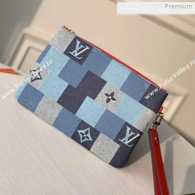 Louis Vuitton City Pouch in Damier Monogram Denim Canvas M68761 Blue/Red 2020 (KI-0011701)