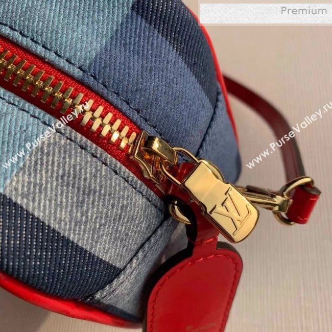Louis Vuitton Square Beach Pouch Shoulder Bag in Damier Monogram Denim Canvas and PVC M68765 Blue/Red 2020 (KI-0011702)