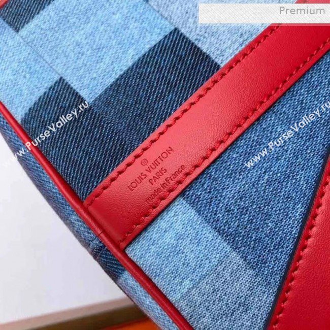 Louis Vuitton Speedy Bandoulière 30 in Damier Monogram Denim Canvas M45041 Blue/Red 2020 (KI-0011703)