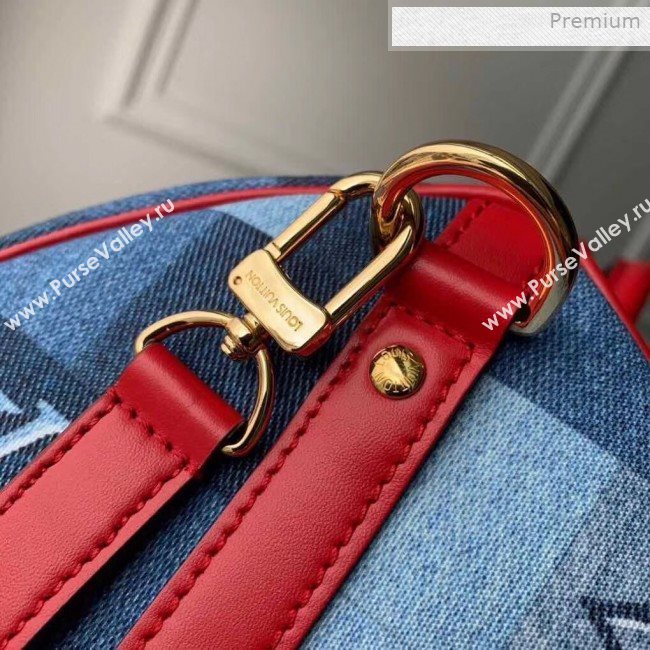 Louis Vuitton Speedy Bandoulière 30 in Damier Monogram Denim Canvas M45041 Blue/Red 2020 (KI-0011703)