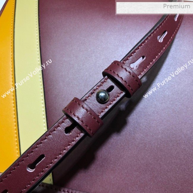 Gucci Zumi Web Leather Small Top Handle Bag 569712 Burgundy 2019 (DLH-0011709)