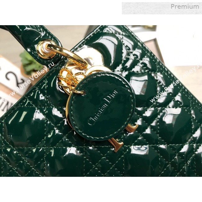 Dior My Lady Dior Medium Bag in Patent Cannage Calfskin Green/Gold 2019 (XXG-0011713)