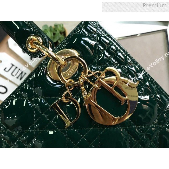 Dior My Lady Dior Medium Bag in Patent Cannage Calfskin Green/Gold 2019 (XXG-0011713)