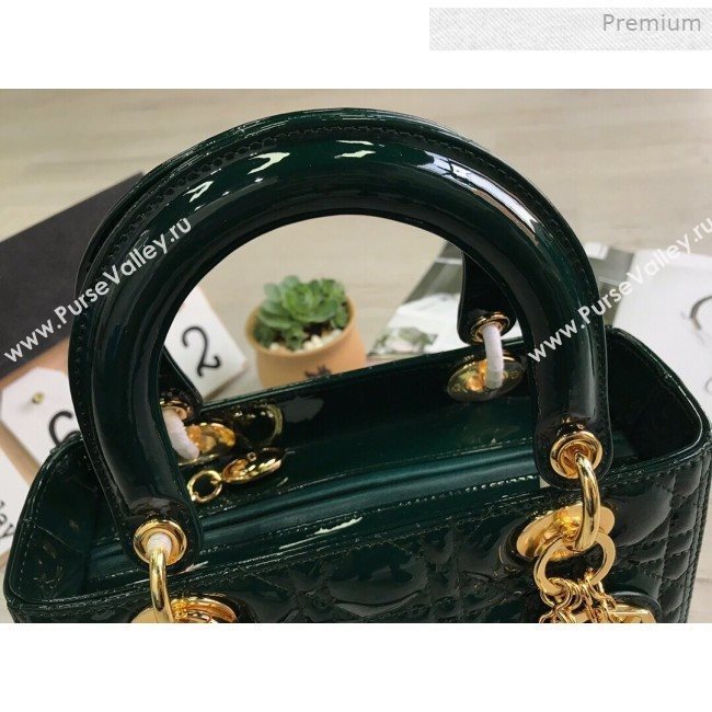 Dior My Lady Dior Medium Bag in Patent Cannage Calfskin Green/Gold 2019 (XXG-0011713)