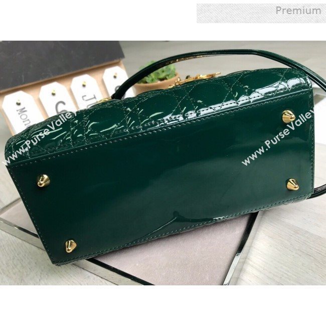 Dior My Lady Dior Medium Bag in Patent Cannage Calfskin Green/Gold 2019 (XXG-0011713)