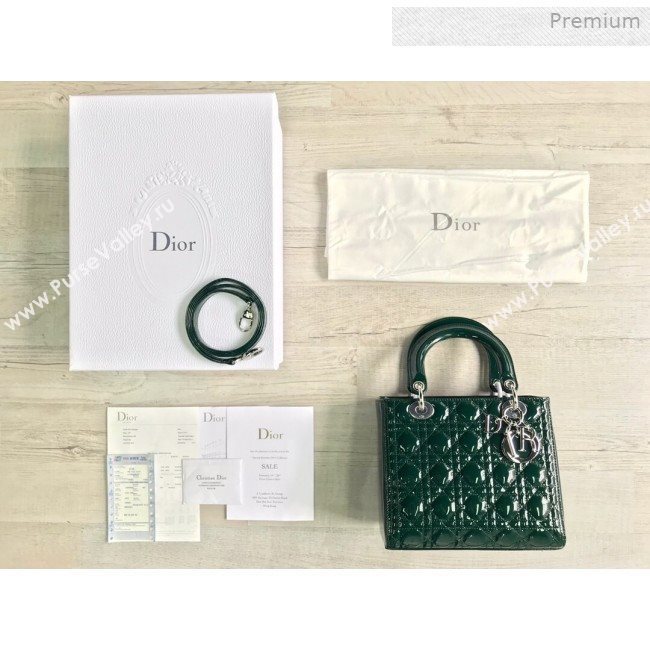 Dior My Lady Dior Medium Bag in Patent Cannage Calfskin Green/Silver 2019 (XXG-0011714)