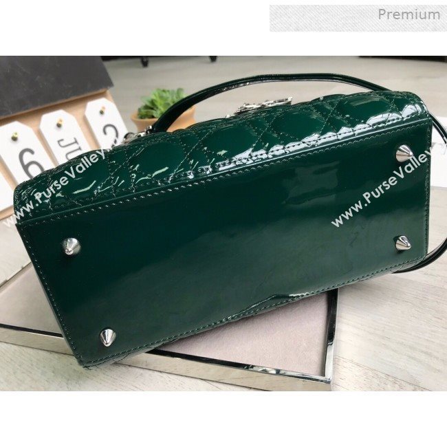 Dior My Lady Dior Medium Bag in Patent Cannage Calfskin Green/Silver 2019 (XXG-0011714)