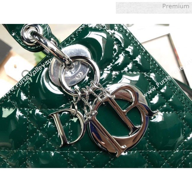 Dior My Lady Dior Medium Bag in Patent Cannage Calfskin Green/Silver 2019 (XXG-0011714)