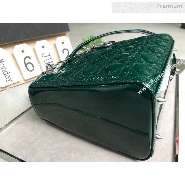 Dior My Lady Dior Medium Bag in Patent Cannage Calfskin Green/Silver 2019 (XXG-0011714)