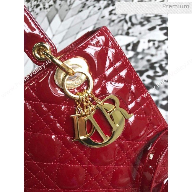 Dior My Lady Dior Medium Bag in Patent Cannage Calfskin Dark Red/Gold 2019 (XXG-0011711)